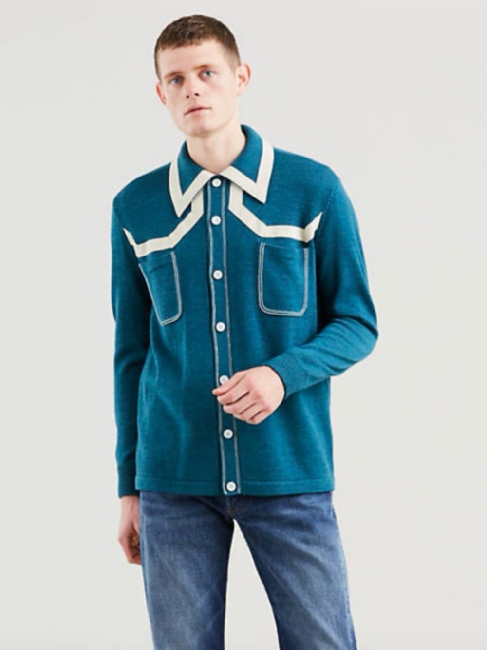 Levi’s Vintage Clothing LVC Reproduction Western Wool Sweater Teal Small